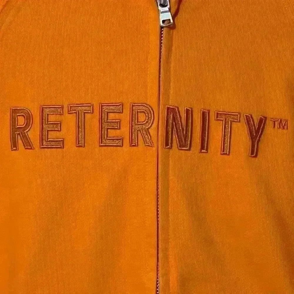 RETERNITY Full Zip Raglan Hoodie Men’s S Orange 3D Logo Streetwear Y2K NWT - Picture 8 of 13
